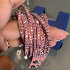 Swarovski Dusty Rose Leather Wrap Bracelet